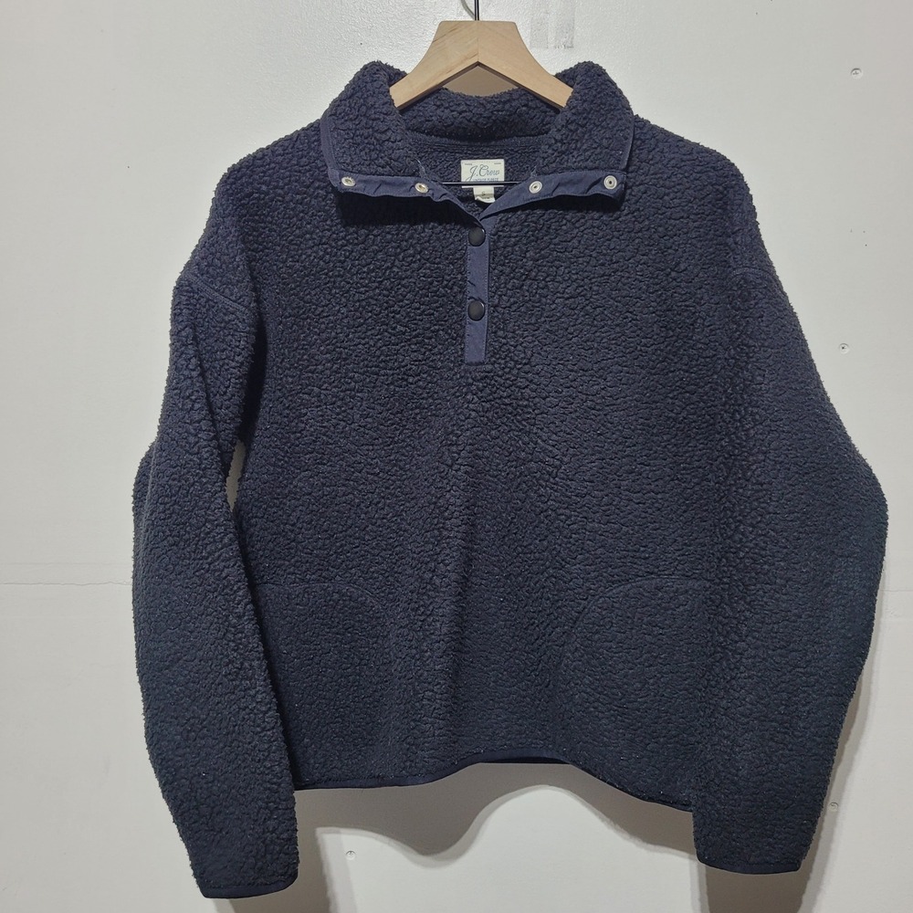 J.Crew Vintage Fleece Sherpa Pullover Women S Black Polyester‎ Gorpcore AS914